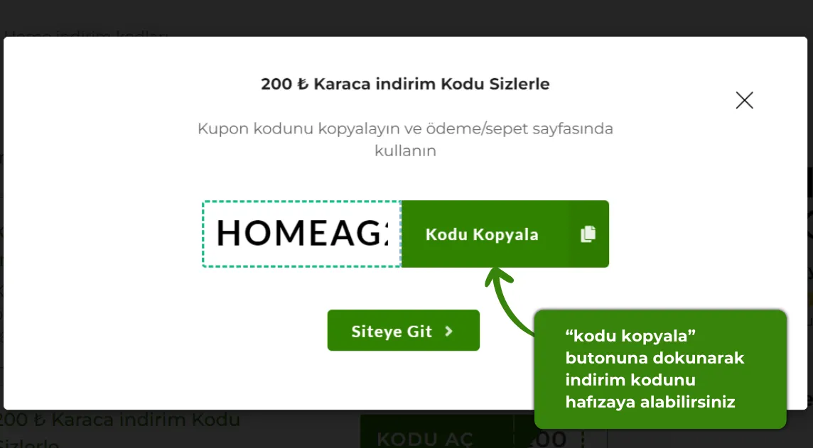 Karaca Home indirim kodu alma ve kullanma