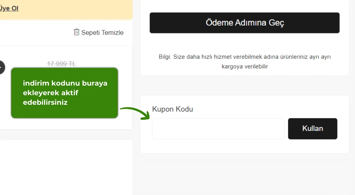 Karaca indirim kodu nasıl kullanılır?