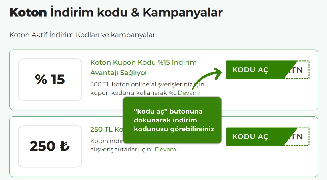 Koton indirim kodu nasıl alınır?