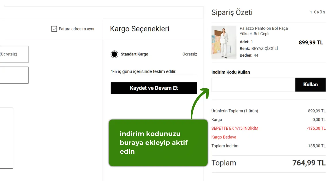 Koton indirim kodu nasıl kullanılır?