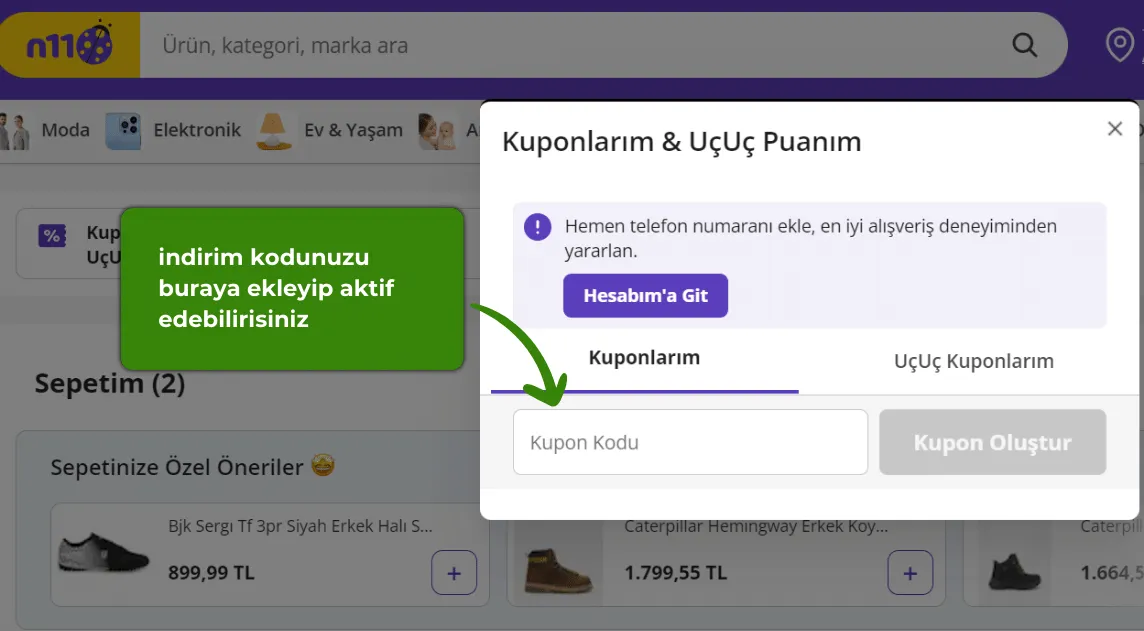 N11 indirim kodu nasıl kullanılır?