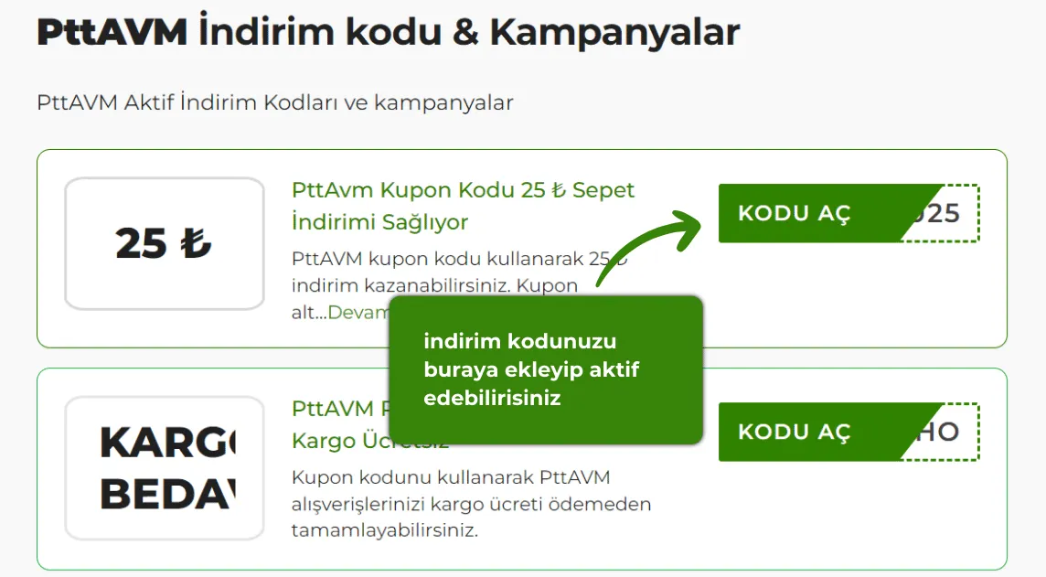 PttAVM indirim kodu nasıl alınır?