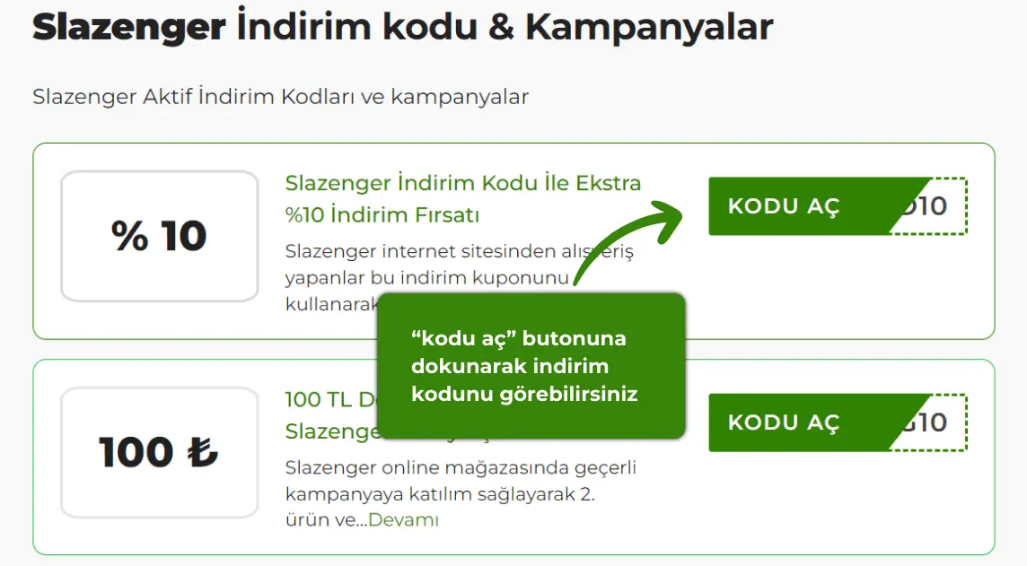 Slazenger indirim kodu nasıl alınır?