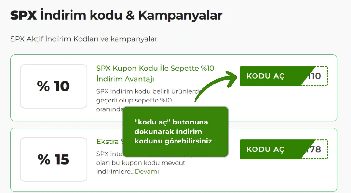 SPX indirim kodu nasıl alınır?