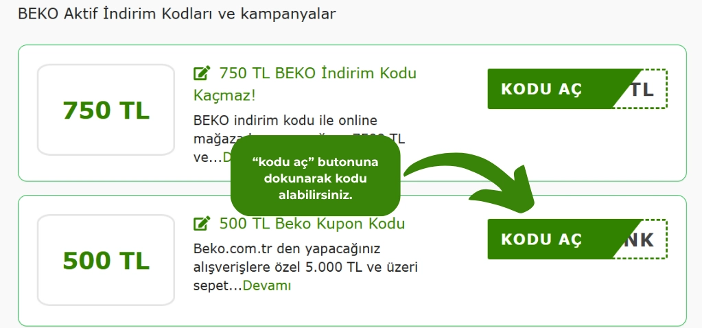 BEKO indirim kodu nasıl alınır?