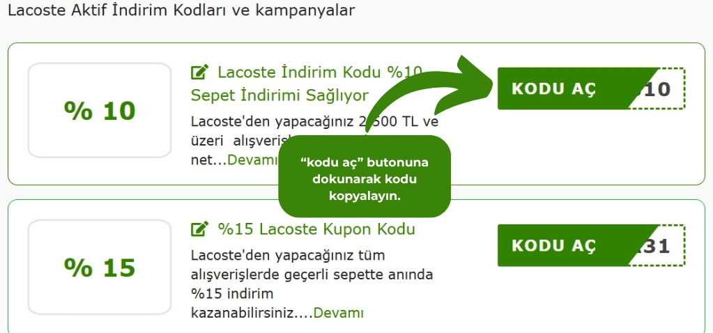 Lacoste indirim kodu nasıl alınır?