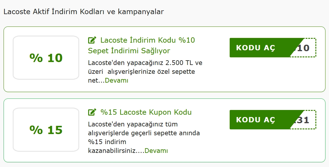 Lacoste indirim kodu nasıl bulunur?