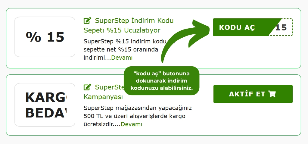 SuperStep indirim kodu nasıl alınır?